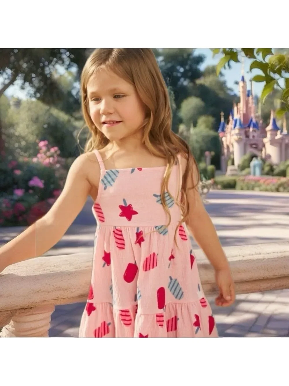 NWT Carter's Patriotic Pink Dress with Red and Blue Popsicle Print Size 12m